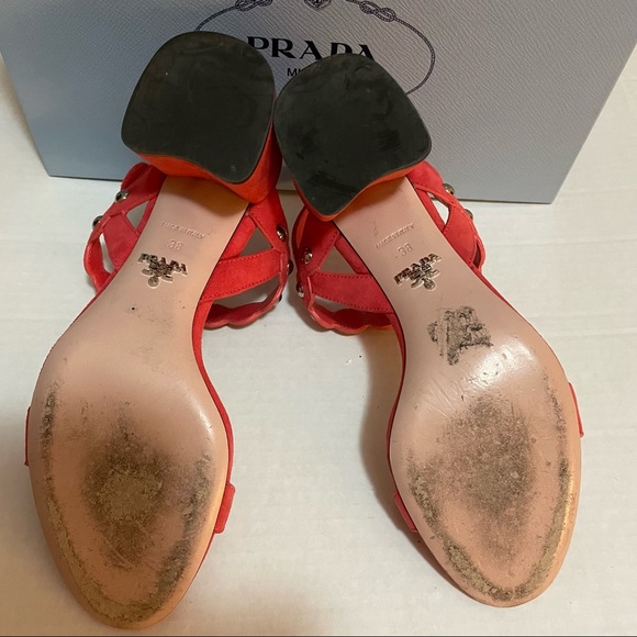 Prada Calzature Donna Suede Sandal, with studded straps , size38-8 - Picture 5 of 10